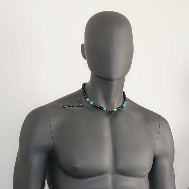 December Birthstone Jewelry for Him - Mens Beaded Necklace - Turquoise Necklace for Men - Cool Christmas Gifts for Him - Sagittarius Jewelry