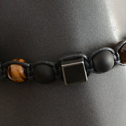 Gemstone Beaded Bracelet - Mens Jewelry - Beaded Bracelet - Crystal Jewelry - Tigers Eye Black Onyx & Hematite Bracelet - Christmas Gifts