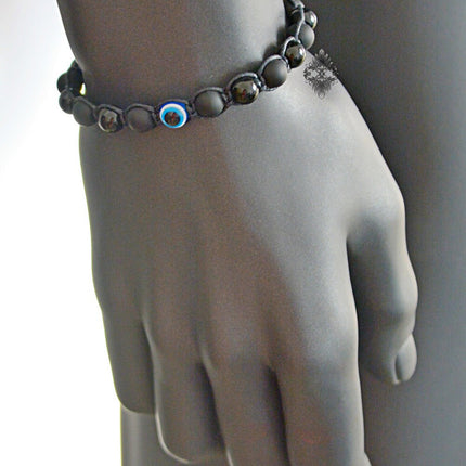 Evil Eye Bracelet - Mens Bracelet - Eye Bracelet - Crystal Beaded Jewelry - Evil Eye Protection - Black Onyx Jewelry - Natural Stone Jewelry