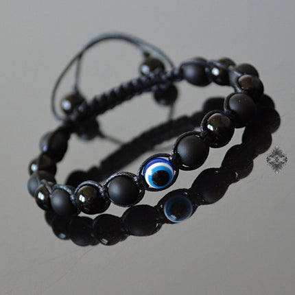 Evil Eye Bracelet - Mens Bracelet - Eye Bracelet - Crystal Beaded Jewelry - Evil Eye Protection - Black Onyx Jewelry - Natural Stone Jewelry