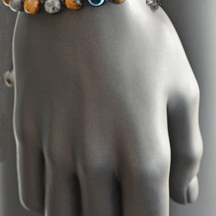 Evil eye jewelry Evil eye bracelet Mens bracelet Beaded bracelet Crystal jewelry Evil eye amulet Labradorite & Tigers Eye Groomsmen Gift