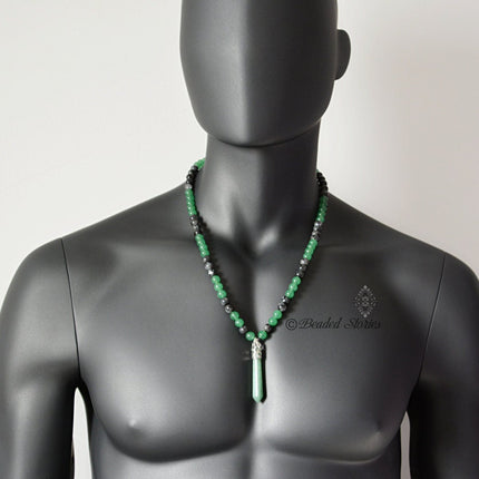 Shambhala necklace for men Green Aventurine necklace Good luck necklace Lucky gift Long necklace Healing jewelry Fathers Day gift idea
