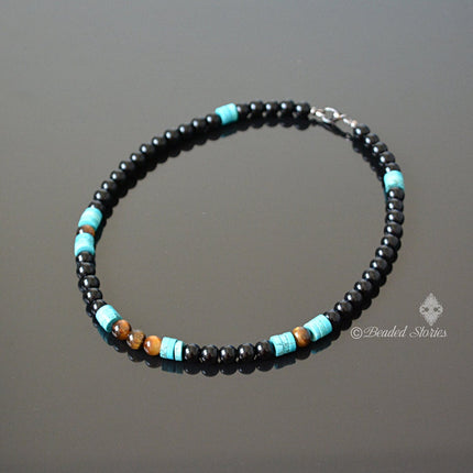 December Birthstone Jewelry for Him - Mens Beaded Necklace - Turquoise Necklace for Men - Cool Christmas Gifts for Him - Sagittarius Jewelry