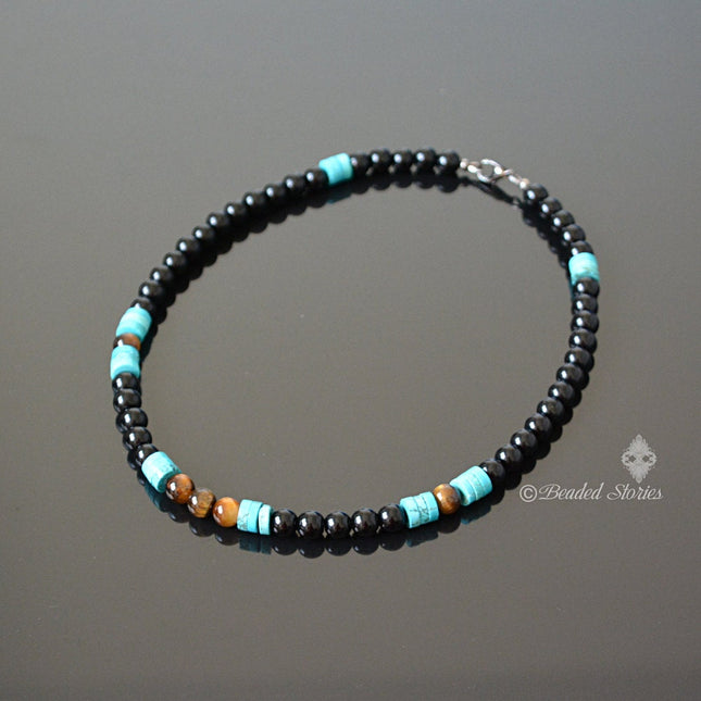 December Birthstone Jewelry for Him - Mens Beaded Necklace - Turquoise Necklace for Men - Cool Christmas Gifts for Him - Sagittarius Jewelry