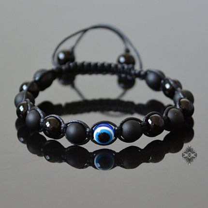 Evil Eye Bracelet - Mens Bracelet - Eye Bracelet - Crystal Beaded Jewelry - Evil Eye Protection - Black Onyx Jewelry - Natural Stone Jewelry