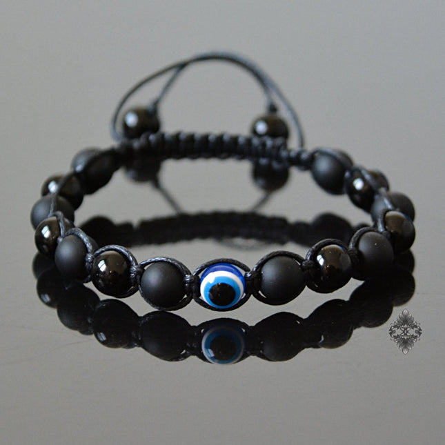 Evil Eye Bracelet - Mens Bracelet - Eye Bracelet - Crystal Beaded Jewelry - Evil Eye Protection - Black Onyx Jewelry - Natural Stone Jewelry