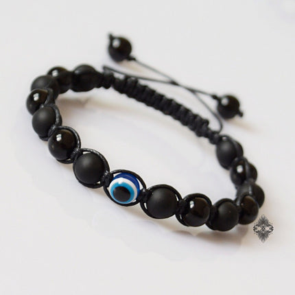 Evil Eye Bracelet - Mens Bracelet - Eye Bracelet - Crystal Beaded Jewelry - Evil Eye Protection - Black Onyx Jewelry - Natural Stone Jewelry