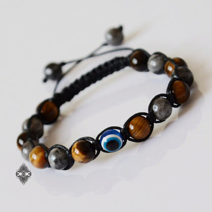 Evil eye jewelry Evil eye bracelet Mens bracelet Beaded bracelet Crystal jewelry Evil eye amulet Labradorite & Tigers Eye Groomsmen Gift