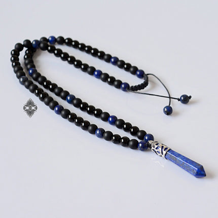 Lapis Lazuli Necklace for Men - September Birthstone Jewelry - Lapis Jewelry - Healing Crystal - Onyx Jewelry for Men - Long Black Necklace
