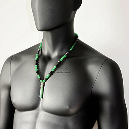 Shambhalla necklace for men Green Aventurine necklace Good luck necklace Lucky gift Long necklace Healing jewelry Fathers Day gift idea