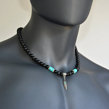 Turquoise Jewelry for Men - Native American jewelry - Southwestern Jewelry Beaded jewelry December birthstone necklace Jewelry gift for dad