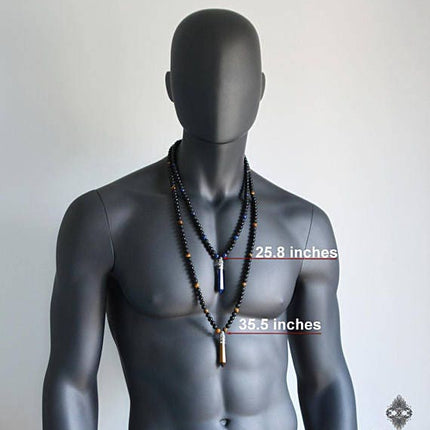 Mens necklace Healing crystal jewelry Men's jewelry Boho necklace Onyx & amethyst point necklace Energy necklace Reiki necklace Gift for men