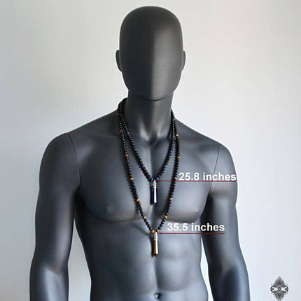 Crystal necklace Men's necklace Pendulum necklace Healing crystal pendulum Crystal jewelry Tigers Eye Onyx Shamballa necklace Gifts for dad