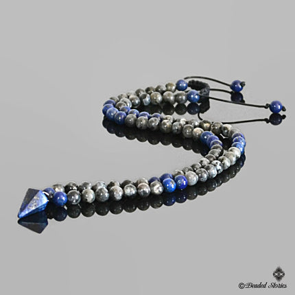 Men's necklace Lapis jewelry Lapis Lazuli necklace for men Beaded pendulum necklace Healing crystal necklace September birthstone jewelry