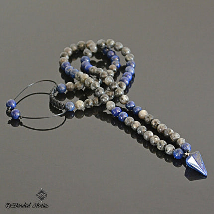 Men's necklace Lapis jewelry Lapis Lazuli necklace for men Beaded pendulum necklace Healing crystal necklace September birthstone jewelry