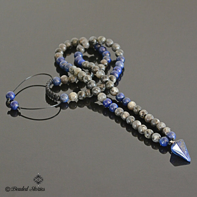 Men's necklace Lapis jewelry Lapis Lazuli necklace for men Beaded pendulum necklace Healing crystal necklace September birthstone jewelry