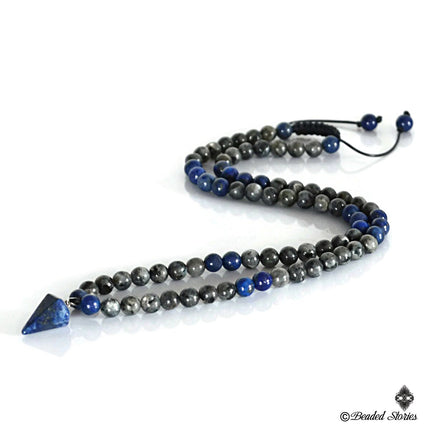 Men's necklace Lapis jewelry Lapis Lazuli necklace for men Beaded pendulum necklace Healing crystal necklace September birthstone jewelry