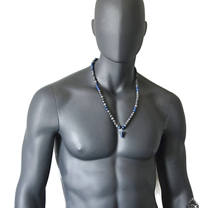 Men's necklace Lapis jewelry Lapis Lazuli necklace for men Beaded pendulum necklace Healing crystal necklace September birthstone jewelry