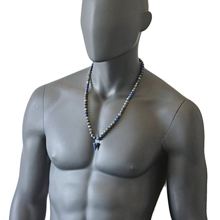 Men's necklace Lapis jewelry Lapis Lazuli necklace for men Beaded pendulum necklace Healing crystal necklace September birthstone jewelry