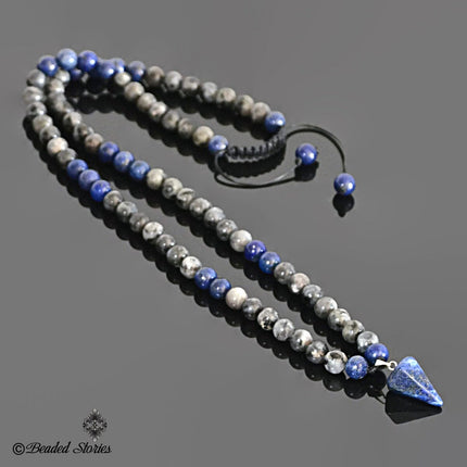 Men's necklace Lapis jewelry Lapis Lazuli necklace for men Beaded pendulum necklace Healing crystal necklace September birthstone jewelry