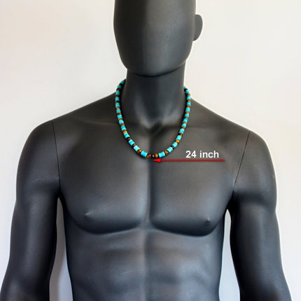 Turquoise Garnet Tigers Eye beaded necklace January birthstone jewelry December birthstone jewelry Native American necklace Birthday gift