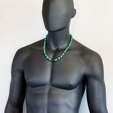 Turquoise Garnet Tigers Eye beaded necklace January birthstone jewelry December birthstone jewelry Native American necklace Birthday gift