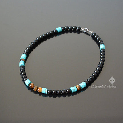 December Birthstone Jewelry for Him - Mens Beaded Necklace - Turquoise Necklace for Men - Cool Christmas Gifts for Him - Sagittarius Jewelry