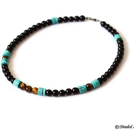 December Birthstone Jewelry for Him - Mens Beaded Necklace - Turquoise Necklace for Men - Cool Christmas Gifts for Him - Sagittarius Jewelry