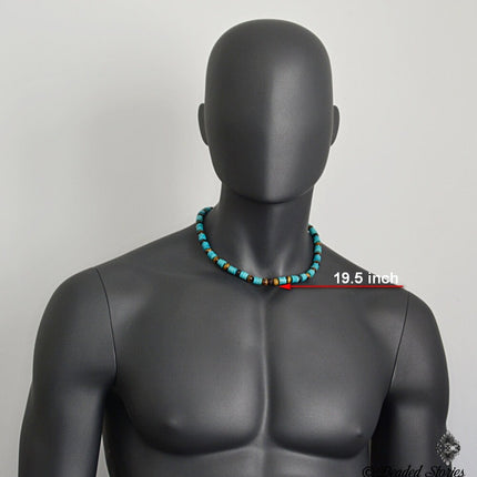 Turquoise Garnet Tigers Eye beaded necklace January birthstone jewelry December birthstone jewelry Native American necklace Birthday gift