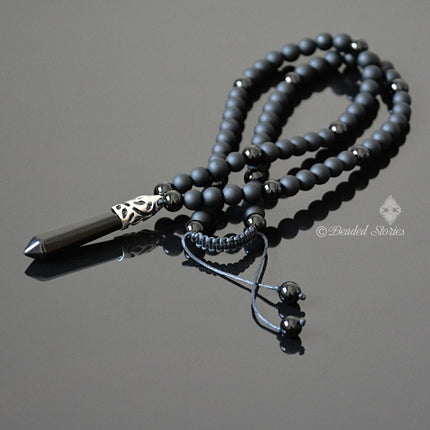 Mens necklace Protection necklace Long black necklace for men Onyx bead necklace Healing crystal jewelry Shamballa necklace New age jewelry