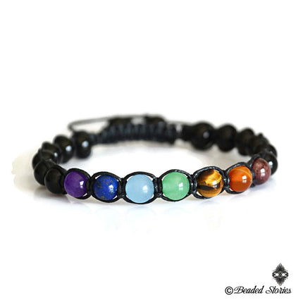 7 Chakra Beaded Mens Bracelet Garnet Carnelian Tiger Eye Aventurine Aquamarine Lapis Lazuli Amethyst Onyx Bracelet for Men Yoga Jewelry Gift