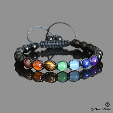 7 Chakra Beaded Mens Bracelet Garnet Carnelian Tiger Eye Aventurine Aquamarine Lapis Lazuli Amethyst Onyx Bracelet for Men Yoga Jewelry Gift