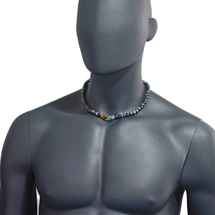 7 Chakras Healing Beaded Necklace for Men Garnet Carnelian Tigers Eye Aventurine Aquamarine Lapis Lazuli Amethyst Labradorite Men's Necklace