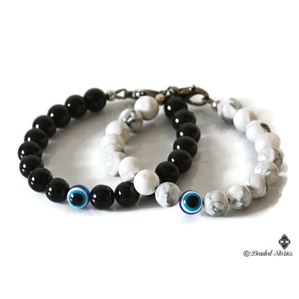 Couples matching bracelets Couples jewelry Evil Eye bracelets Couple bracelets Valentine's gift for couple Anniversary Gift for Him & Her