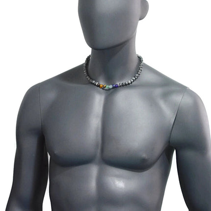 7 Chakras Healing Beaded Necklace for Men Garnet Carnelian Tigers Eye Aventurine Aquamarine Lapis Lazuli Amethyst Labradorite Men's Necklace