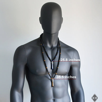 Lapis Lazuli Necklace for Men - September Birthstone Jewelry - Lapis Jewelry - Healing Crystal - Onyx Jewelry for Men - Long Black Necklace
