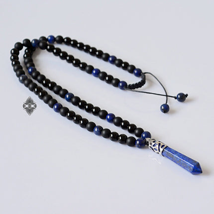 Lapis Lazuli Necklace for Men - September Birthstone Jewelry - Lapis Jewelry - Healing Crystal - Onyx Jewelry for Men - Long Black Necklace