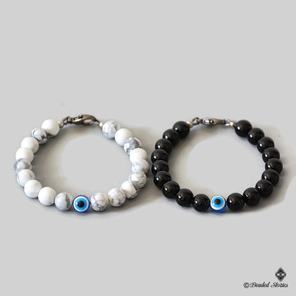 Couples matching bracelets Couples jewelry Evil Eye bracelets Couple bracelets Valentine's gift for couple Anniversary Gift for Him & Her