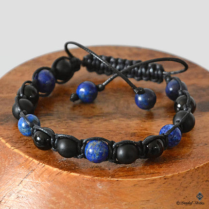 Men's beaded bracelet Lapis Lazuli Black Onyx Shamballa bracelet for men Gift for men December birthstone Mens bracelet September birthstone