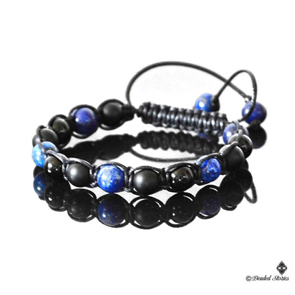 Men's beaded bracelet Lapis Lazuli Black Onyx Shamballa bracelet for men Gift for men December birthstone Mens bracelet September birthstone