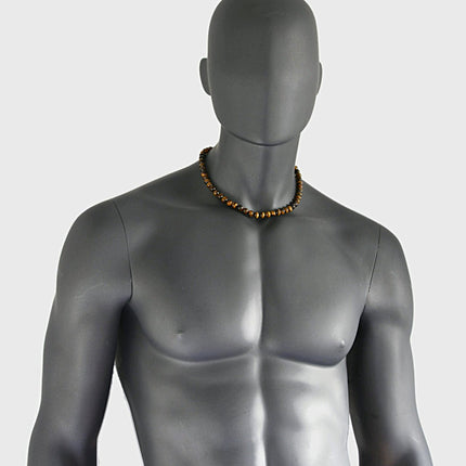 Tigers Eye Necklace for Men - Good Luck Men's Jewelry - Birthday Gift for Him - Handmade Men's Necklace - Beaded Necklace - Gift for Dad