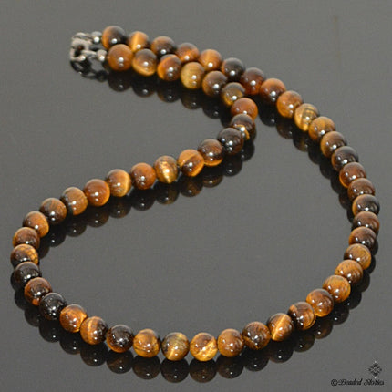 Tigers Eye Necklace for Men - Good Luck Men's Jewelry - Birthday Gift for Him - Handmade Men's Necklace - Beaded Necklace - Gift for Dad