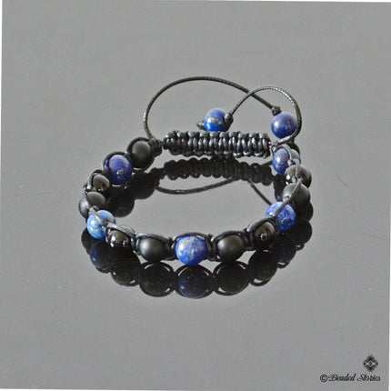 Men's beaded bracelet Lapis Lazuli Black Onyx Shamballa bracelet for men Gift for men December birthstone Mens bracelet September birthstone