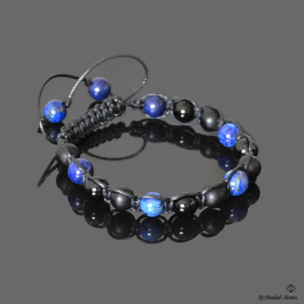Men's beaded bracelet Lapis Lazuli Black Onyx Shamballa bracelet for men Gift for men December birthstone Mens bracelet September birthstone