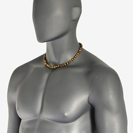 Tigers Eye Necklace for Men - Good Luck Men's Jewelry - Birthday Gift for Him - Handmade Men's Necklace - Beaded Necklace - Gift for Dad