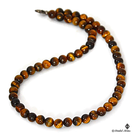 Tigers Eye Necklace for Men - Good Luck Men's Jewelry - Birthday Gift for Him - Handmade Men's Necklace - Beaded Necklace - Gift for Dad