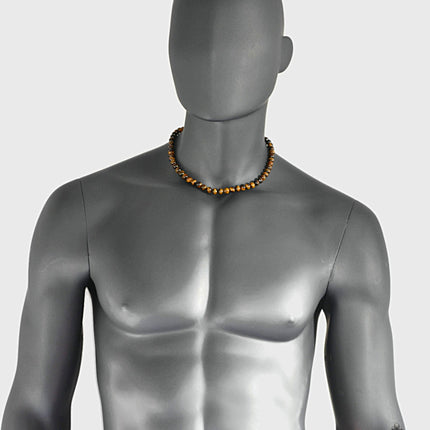 Tigers Eye Necklace for Men - Good Luck Men's Jewelry - Birthday Gift for Him - Handmade Men's Necklace - Beaded Necklace - Gift for Dad