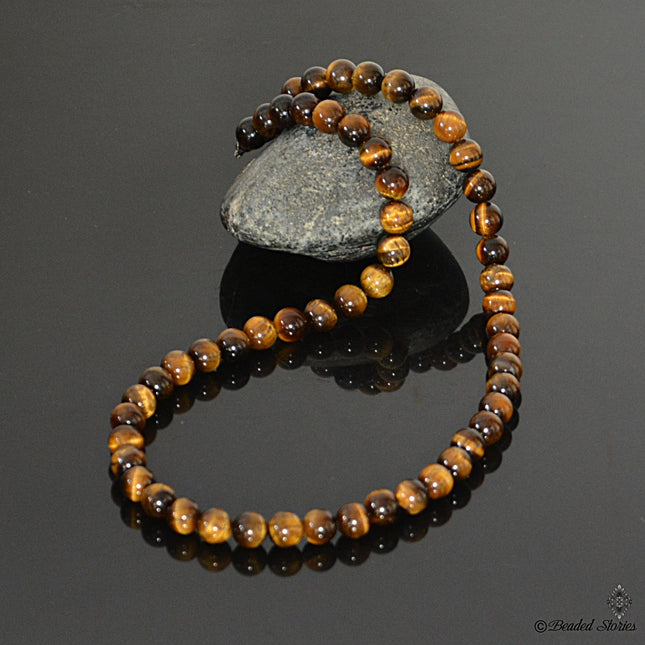 Tigers Eye Necklace for Men - Good Luck Men's Jewelry - Birthday Gift for Him - Handmade Men's Necklace - Beaded Necklace - Gift for Dad