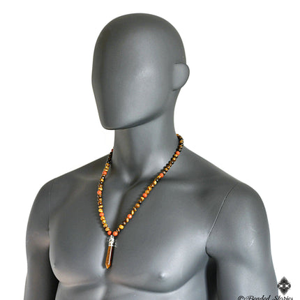 Mens necklace Beaded necklace for men Shamballa Red Jasper & Tiger Eye necklace Healing crystal jewelry for men Gifts for men Boyfriend gift
