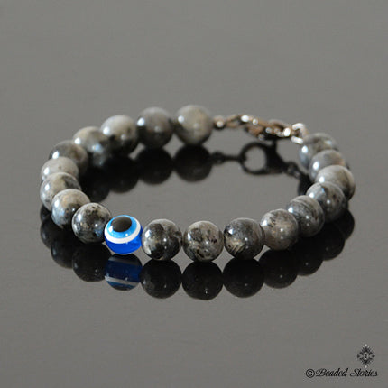 Evil Eye Bracelet - Mens Beaded Bracelet - Evil Eye Jewelry Gifts for Men - Labradorite Jewelry for Men - Boho Blue Eye Protection Bracelet